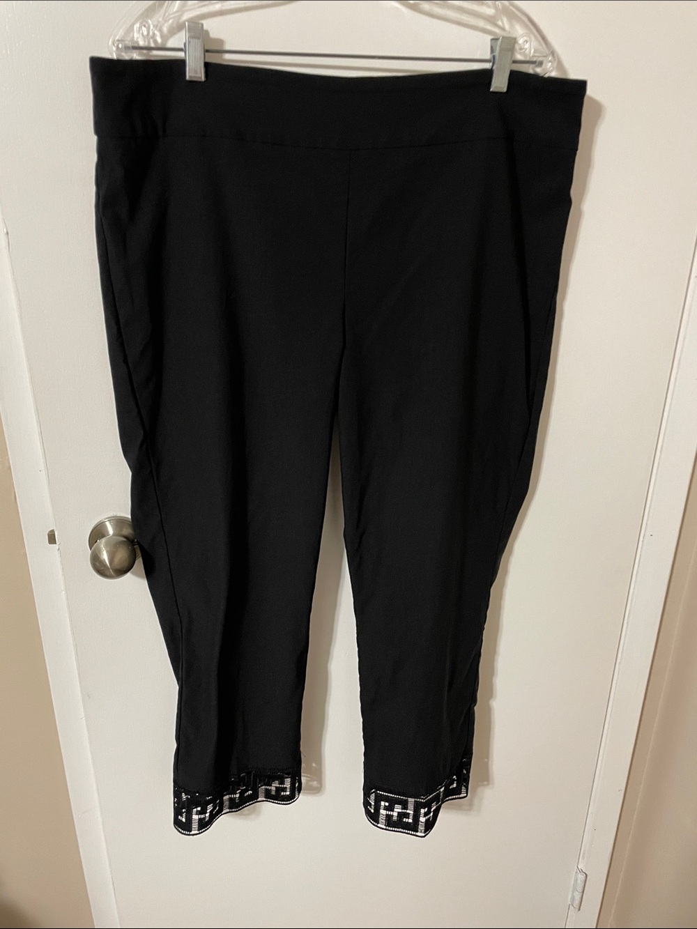 Joseph Ribkoff Black Ankle Pants with Trim Size 18
